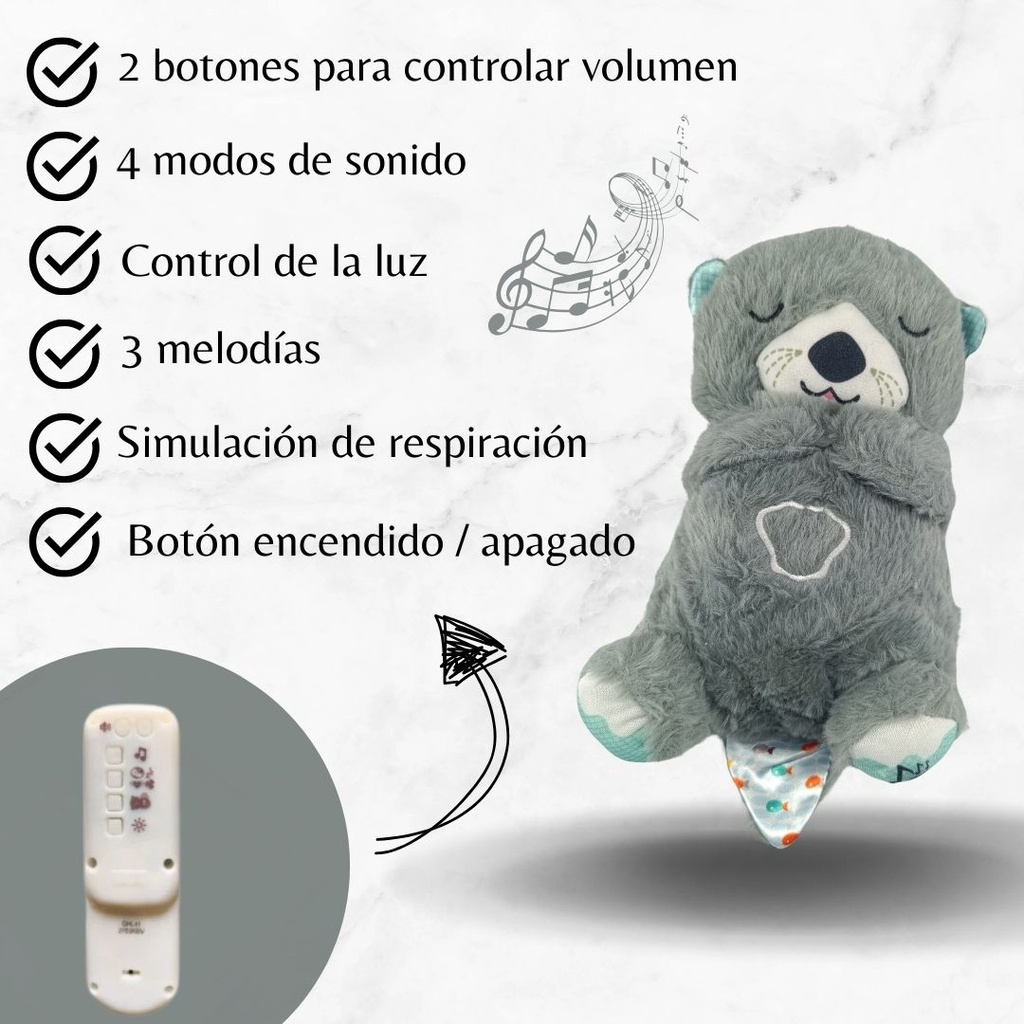 Peluche Nutria que Respira | Ideal para Dormir Bebés | Tamaño Compacto y Suave 🌙 | Con Control