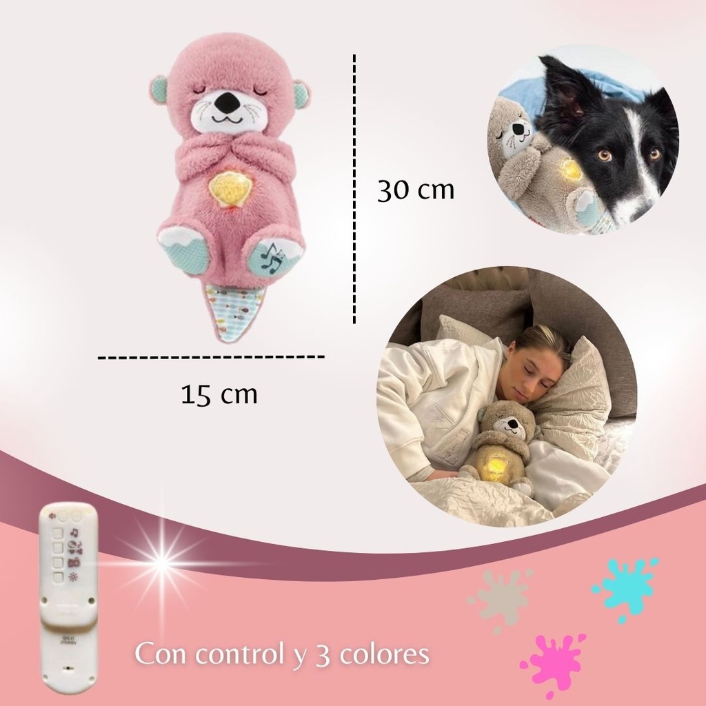 Peluche Nutria que Respira | Ideal para Dormir Bebés | Tamaño Compacto y Suave 🌙 | Con Control