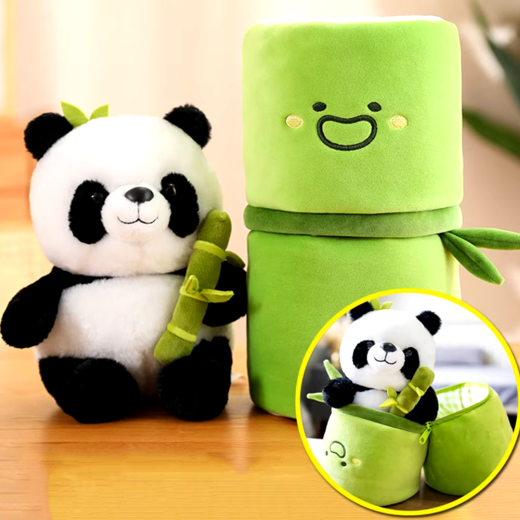 Peluche de Panda y Bambu Kawaii |  25CM | Verde